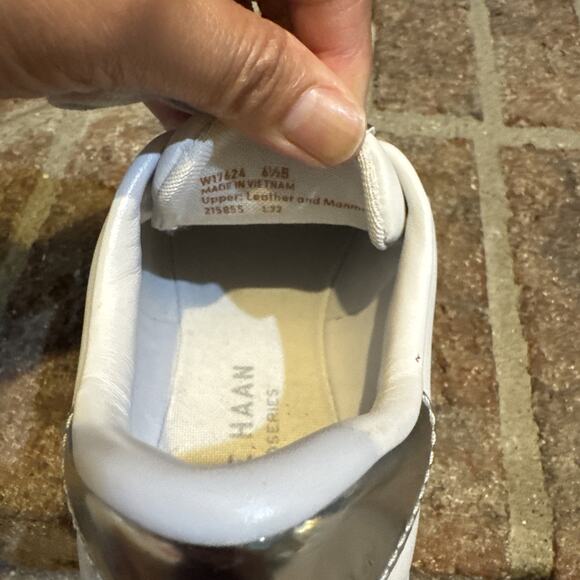 Cole Haan Women's GrandPro Light Gray Silver Leather Sneakers 6.5B - Picture 15 of 16